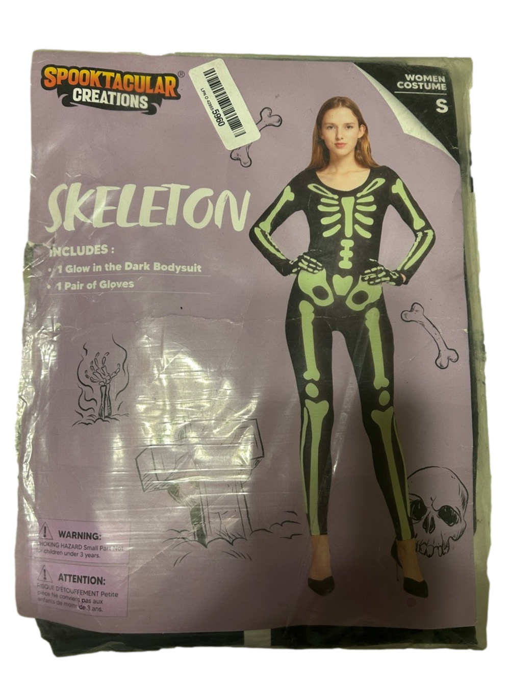 SPOOKTACULAR creations Women's Glow-In-The-Dark Skeleton Costume - size Small